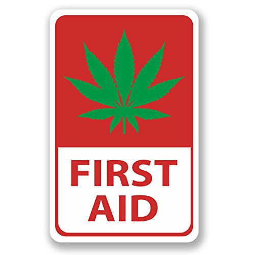 2 x First Aid Marijuana Sticker Car Bike iPad Laptop Weed Dr