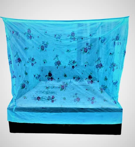 EMBOSSED Luxury Mosquito Net for Bed Double to King Size Bed Canopy |Cotton Mosquito Net| Finest Mesh – 300 Holes per Square Inch, with Hanging hook Blue 6x7 (B0CPC4BCDY) Amazon Price History, Amazon Price Tracker