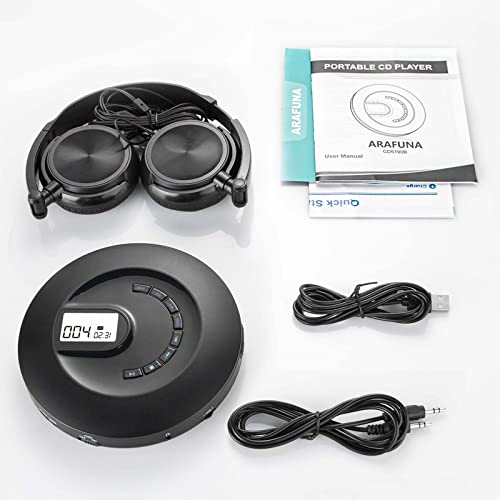 CD Player Portable, Rechargeable Portable CD Player for Home Car and Travel with Headphone and Anti-Skip/Shockproof, Compact Player with LCD Display, AUX Cable, Backlight by Arafuna - Image 7