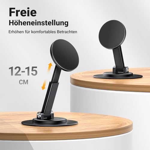 UGREEN Magsafe Handy Ständer 360°Verstellbar, Magnetischer Handyhalterung Tisch mit Metallringe, Handyhalter Kompatibel mit iPhone 17 16 15 14 13 12 Pro Max und Magsafe Hülle, Galaxy S24 Ultra S23