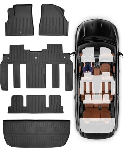 Car Floor Mats for Traverse Enclave: 2009-2017(Only with 2nd Row Bucket Seats) Cargo Trunk Liner All Weather Rubber Accessories Tapetes Para Custom Fit for Chevy Traverse for Buick Enclave SUV Carpet