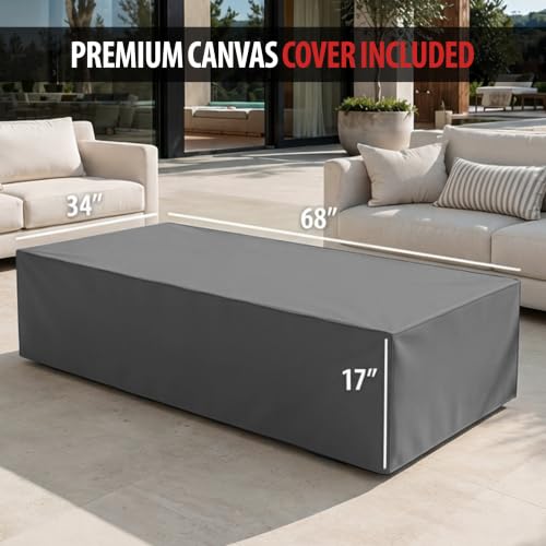 Image of AMS 66 inch Rectangular Concrete Propane Gas Fire Pit Table only (Light Gray)