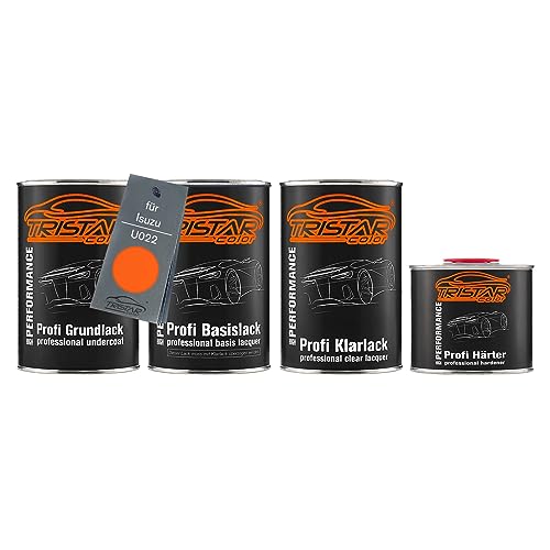 TRISTARcolor Pintura automotriz Set bote listo para pulverizar para Isuzu U022 FT Orange TNT Fondo + pintura base + pintura transparente de 2 componentes 3,5 l