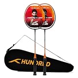 Hundred POWERTEK 100 (Set of 2) Badminton Racquet with Full Cover (Black-Orange) | Material: Aluminium | for Intermediate Player | Maximum Tension: 16-18lbs