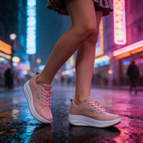 Image of RUIDENG Platform Sneakers for Women Walking All Day | Slip Resistant Work Shoes for Women Comfortable | 2 Inch Thick Wedge Rocker Bottom