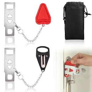 Travel Door Security Locks 2 PCS Portable Door Lock with 2 Hole, Privacy Anti-Theft Locks for Home Hotel Apartment Security Locks(Black & Red)