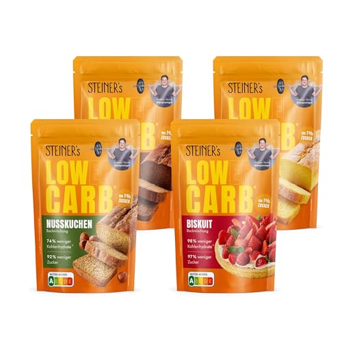 STEINER´s Low Carb Back Box klein | 78–98{571d3cf55c7ec0a12bc39622ed949a8866d48a2780d405952cbaa6b2f0bf739e} weniger Kohlenhydrate | Schokoladenkuchen, Rührkuchen, Nusskuchen & Biskuit | Glutenfrei, ballaststoffreich & kalorienreduziert | 4er Set – je 1x pro Sorte STEINER´s Low Carb Back Box klein | 78–98{571d3cf55c7ec0a12bc39622ed949a8866d48a2780d405952cbaa6b2f0bf739e} weniger Kohlenhydrate | Schokoladenkuchen, Rührkuchen, Nusskuchen & Biskuit | Glutenfrei, ballaststoffreich & kalorienreduziert | 4er Set – je 1x pro Sorte