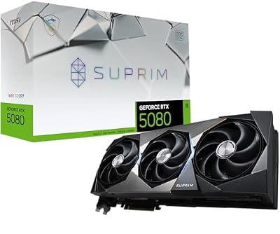 msi Gaming RTX 5080 16G SUPRIM SOC Graphics Card (16GB GDDR7, 256-bit, Extreme Performance: 2760 MHz, DisplayPort x 3 2.1a, HDMI 2.1b, NVIDIA Blackwell Architecture)