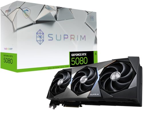 MSI Gaming RTX 5080 16G SUPRIM SOC Graphics Card (16GB GDDR7, 256-bit, Extreme Clock 2760 MHz, DisplayPort x 3 2.1a, HDMI 2.1b, NVIDIA Blackwell Architecture) by MSI - Used condition - CA$1937.09
