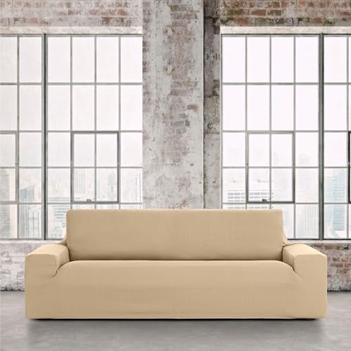 ECOMMERC3 Universal and Versatile 3 Seater Sofa Cover - Beige Sofa Cover Protector Easy to Install for Back Seat and Arms - Image 3