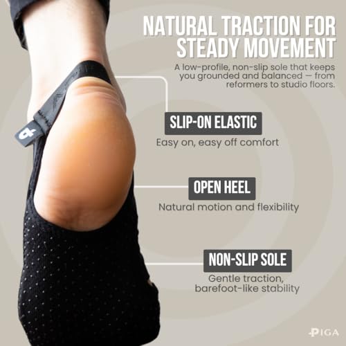 Image of PIGA Toeless Pilates Socks - Non-Slip Grip for Men & Women, Breathable, Durable for Pilates, Barre & Yoga Workouts