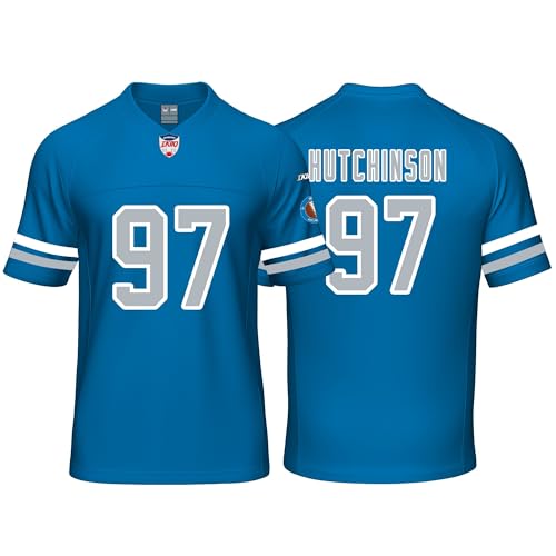 Custom Mens/Youth Football Aidan Stitched T-Shirt for Sports Fan Hutchinson Blue No Brand/Logos