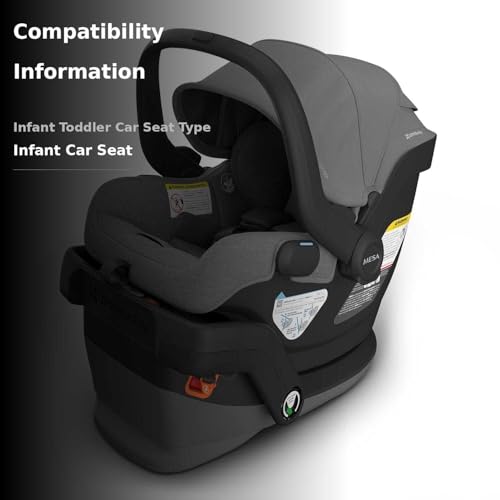 UPPAbaby Mesa V3 Infant Car Seat - Easy Installation + SmartSecure Technology - Attaches to Stroller | Base + Infant Insert Included - Greyson (Charcoal Mélange) - Thumbnail 3