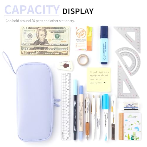 Image of ANGOOBABY Pencil Case Wide Opening Durable Pen Pouch Lightweight Portable Pencil Bag with Handle for School Teen Girl Boy Men Women Adults Blue