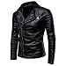 Produktbild DFGHN Herren Lederfleecejacke Revers Reißverschluss Motorradjacke Moto Kurzmantel,Schwarz,M