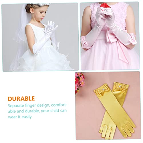 6pairs Satin Bowknot Gloves for Flower Girl Dress-up Elegant Boy Girl Costume Accessories for Weddings Ballet and Parties2