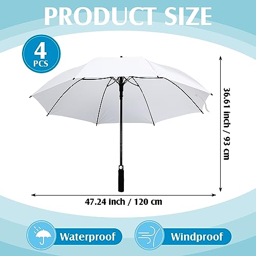 Weewooday 4 Pack Large White Umbrella Wedding Golf Windproof and Rainproof Automatic Umbrella Bride Bridegroom Party(Eva Handle) - Image 2