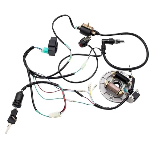 Image of PRO BAT Lifan Complete Kick Starter Engine Wiring Harness Loom with A7TJC Spark Plug Coil Magneto for 70cc 110cc 125cc 140cc 150cc Pit Dirt Trail Pro Bike X50 CRF50 Yellow