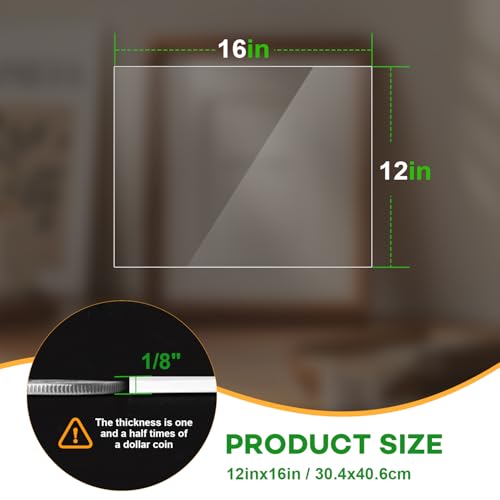 Image of VOISEN 3 Pack Plexiglass Sheets 1 /8 Inch Thick, 12 inchX16 inch Plexi Glass Panel,Plastic Sheet for Crafts,Signs, Display Cases, Sneeze Guard, Cut with Engraver,Power Saw or Hand Tools