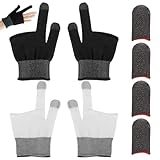8 Pcs Gaming Gloves for Sweaty Hands, Finger Sleeves for Mobile Gaming, Dedales Gamer Profesionales, Ultra Thin Silver Fiber Thumb Sleeves Mobile, Comfortable Breathable Fit for Most Finger Sizes