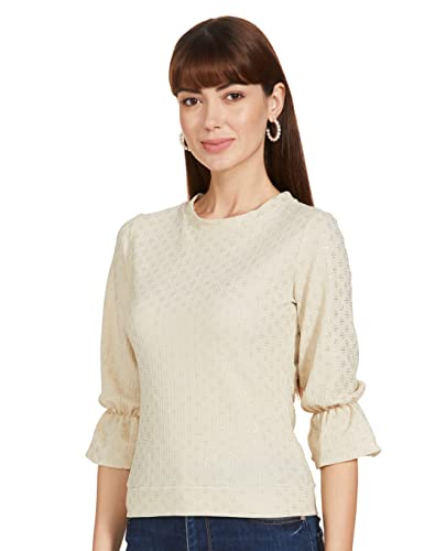 Image of Max Women Printed Round Neck Sweater Regular Fit Top