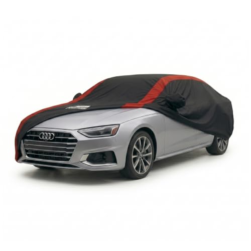 Image of Car Cover Custom Fit for Audi A4 /S4 2010-2026, Car Cover Waterproof All Weather Outdoor Protection with Red Strip Design