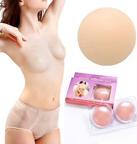 VOWEL'S ENTERPRISE Women's Reusable Nipple Cover - Silicone Nipple Cover Bra Pad - Adhesive Reusable Nipple Pads - Thin Silicone Nipple Cover Pasties (1 Pair)