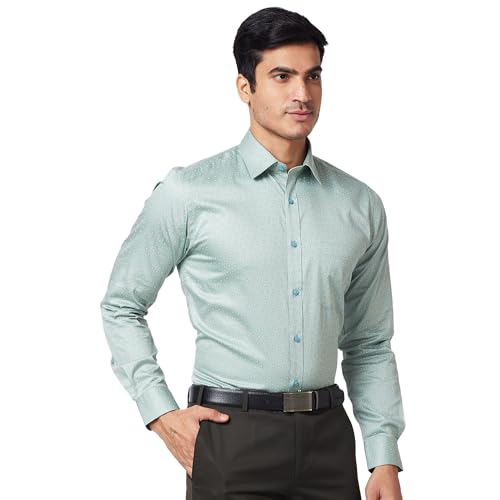 Image of Raymond Men's Slim Fit Self Design Petrol Shirt
