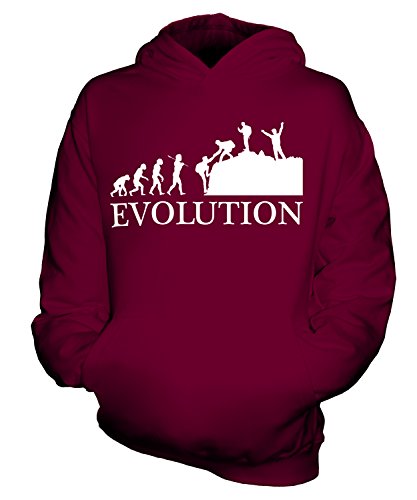Candymix Bergsteigen Evolution des Menschen Unisex Niños Niño/niña Sudadera con capucha borgoña 9-11 Años