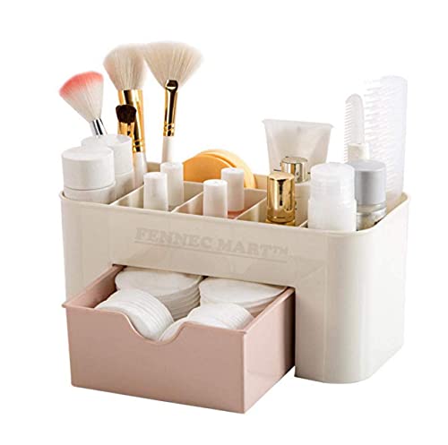 FENNEC MART™ Plastic Cosmetic Storage Box Multi Functional Desktop Tidy Office Storage Organizer Boxes with Drawer (Multicolor, 22×10.5×10.5cm/8.66×4.13×4.13”)