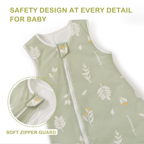 Image of Super Soft Winter 2.5 TOG Sleep Sack with Feet, 100% Cotton Warm Toddler Sleeping Sack with Legs, Foliage, Size M