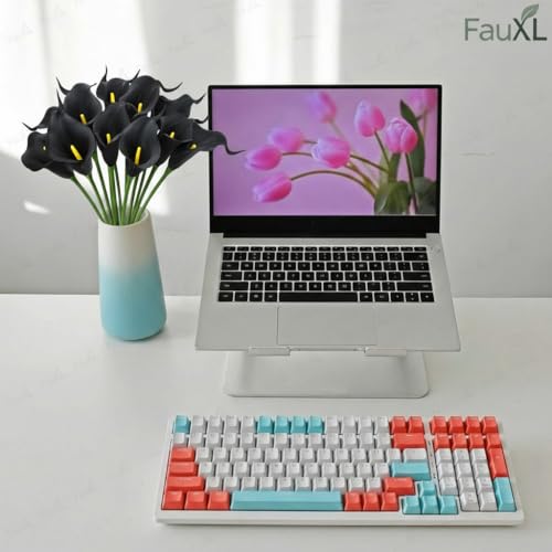 Image of 10 Pcs Artificial Calla Lily Flowers Bunch for Vase and Flower Pots- Premium Real-Look Faux Lily Stems for Home Decor, Living Room, Bedroom, Office Decoration (Vase not Included) (Black)