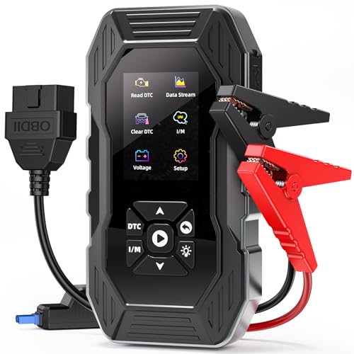 Jump Starter with OBD2 Scanner 5000A Peak, 12V Portable Car Battery Jumper Starter for All Gas and 10L Diesel Engines, Force Start 0V Dead Battery, Code Reader & Scan Diagnostic Tool with Jumper Cable