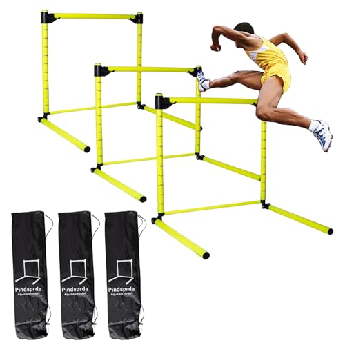3PC Adjustable Hurdles with 3 Carring Bags, Detachable Agility Training Equipment with Scale, Football Practice Hurdle, Indoor & Outdoor Jumping Speed Hurdles for Athletes, Soccer, Basketball