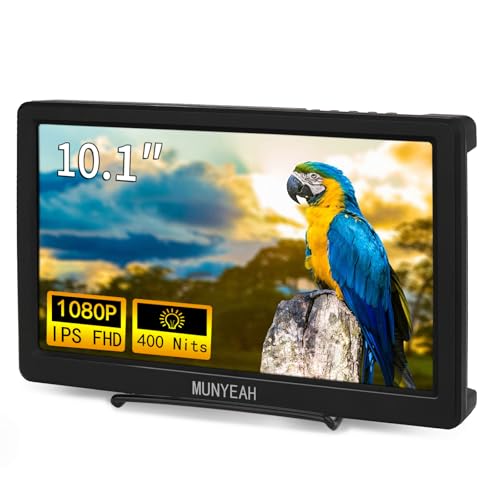 Image of M1020 Portable Monitor 10.1 inch Full HD IPS 1920x1080 400Nits Monitor with HDMI, VGA for Windows 11 /10 /8 /7 PS Xbox Compatible with Raspberry Pi 5 /4 /3 Build-in Speakers VESA Mount