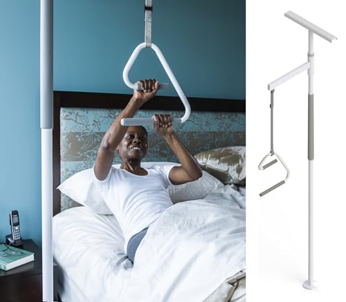 HEALTHCRAFT SuperPole with SuperTrapeze, Tension Mounted Floor to Ceiling Grab Bar (8Ft), Transfer Pole for Seniors, Elderly Adults, Handicapped- Bedroom, Kitchen, Bath And Shower Safety- Up to 300Lbs