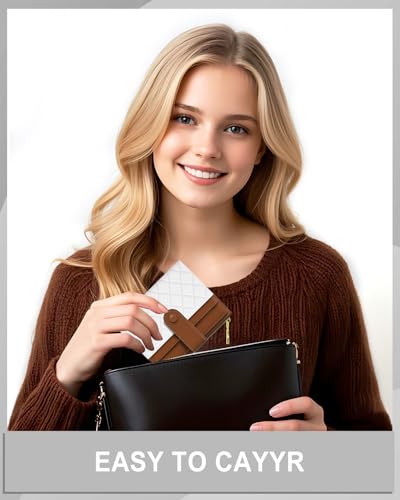 Womens Wallet, RFID Small Slim Wallets for Women, Compact Credit Card Holder, Cute Leather Bifold Ladies Purse with Zipper Coin Pocket and ID Window, White Brown 6