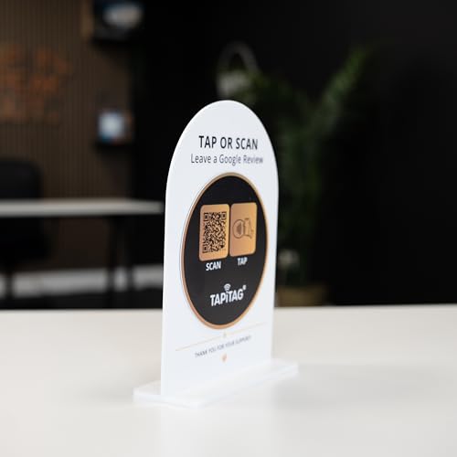 Google Review Stand TAPiTAG NFC et QR Code A5 Noir et Or - 2