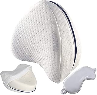 Elocrafts Knee Pillow with Sleeping Mask for Men and Women - Contour Leg Pillow for Sleeping on Side - Leg Pillow with Memory Foam - Support Pillow for Side Sleepers to Reduce Pain