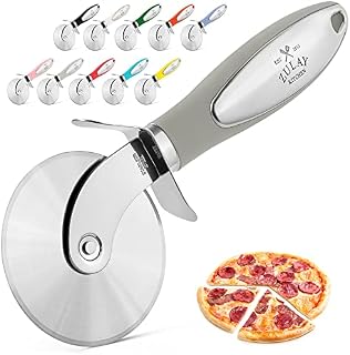 Zulay Kitchen Large Pizza Cutter Wheel - Premium Stainless Steel Pizza Slicer - Easy to Clean & Cut Pizza Wheel - Super Sharp, Non-Slip Handle & Dishwasher Friendly - Gray
