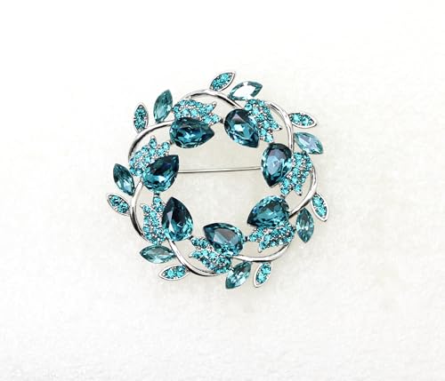 Image of Faship Gorgeous Rhinestone Crystal Floral Wreath Brooch Pin