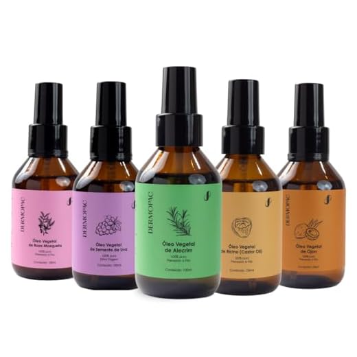 Dermopac Super Kit 5 Óleos Vegetais, 100ml Cada, Ojon, Alecrim, Rícino, Semente de Uva, Rosa Mosqueta para Cabelo e Pele, Capilar, Facial 100% Puro Natural