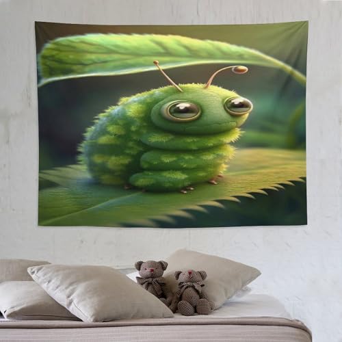 Tapisseries esthetiques green caterpillar pour creer un coin lecture apaisant dans sa chambre