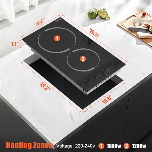 image for Jessier Electric Cooktop 12 Inch - 2 Burner Countertop & Built-in Cera