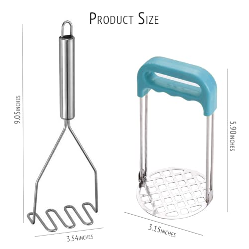 2 Pcs Potato Masher Set – Heavy Duty Stainless Steel & Wire Design, Rust-Proof Dual Kitchen Mashers for Potatoes, Avocados, Vegetables – Ergonomic Dishwasher-Safe Utensils for Cooking, Baking - Image 4