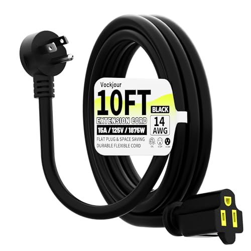 Vockjour 10FT Flat Plug Extension Cord