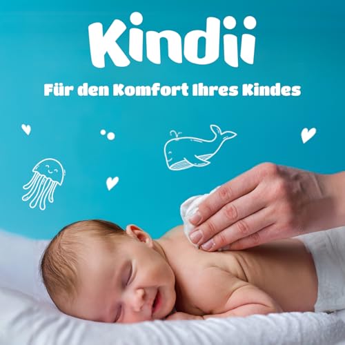 Kindii Pure Baby Pads – (1x60 Stück) Baby Wattepads – große quadratische Pads für empfindliche Haut – ersetzt Feuchttücher, weich, weiche Kanten, kein Ausfransen – 60 Stück