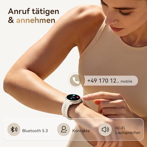 Tensky Smartwatch Damen 1.27" 2 Armbändern Rund Herren Sportuhr mit Sportanalyse 120+ Sportmodi Fitness Coach 3ATM Gesundheits… – Ansicht 5