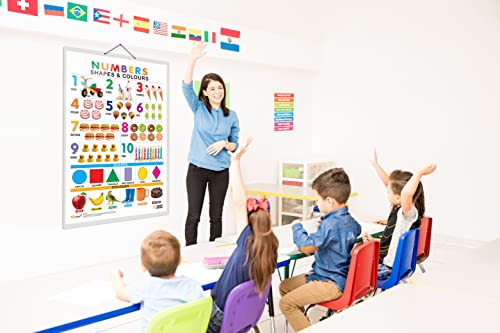 Image of Set of 2 Baarahkhadee and Numbers, Shapes & Colours Early Learning Educational Charts for Kids | 20 inchX30 inch inch |Non-Tearable and Waterproof | Double Sided Laminated | Perfect for Homeschooling, Kindergarten and Nursery Students