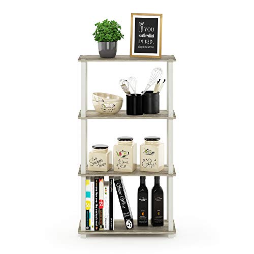 Image of Furinno TURN-S-TUBE Storage Shelves, 4-Tier Book Shelf, Corner Shelf, Toolless Open Shelves, for Organization and Storage, Living Room, Garage, Home Office, Sonoma Oak